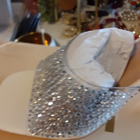 YOKI RENE GLITZ MULES SLIDES HEELS LUCITE BLING - Picture 6 of 6